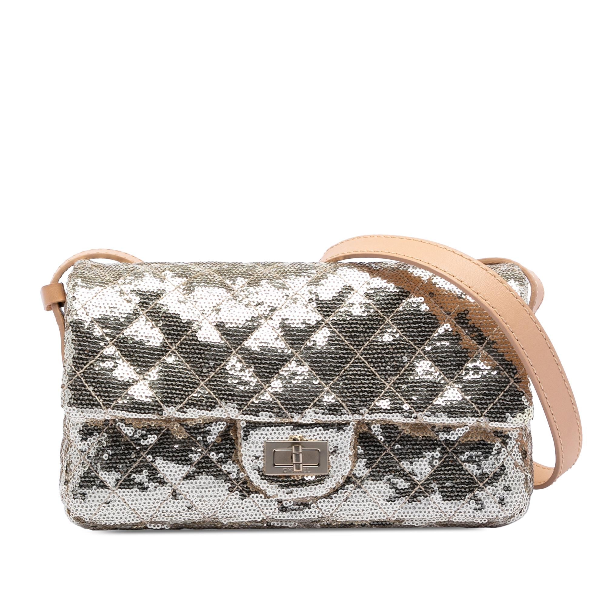 Chanel Quilted Sequined Raffia Easy Reissue 2.55 Single Flap 225
