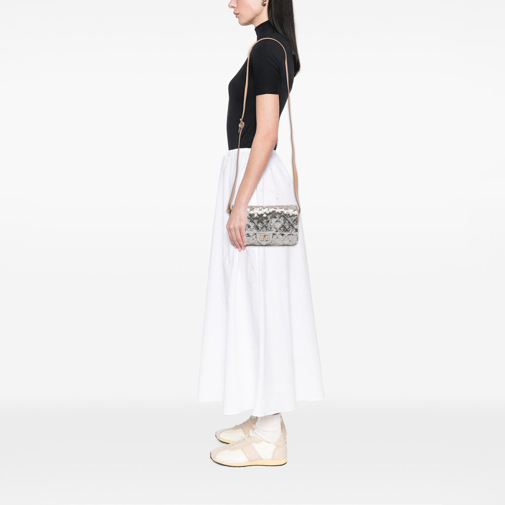 Chanel Quilted Sequined Raffia Easy Reissue 2.55 Single Flap 225