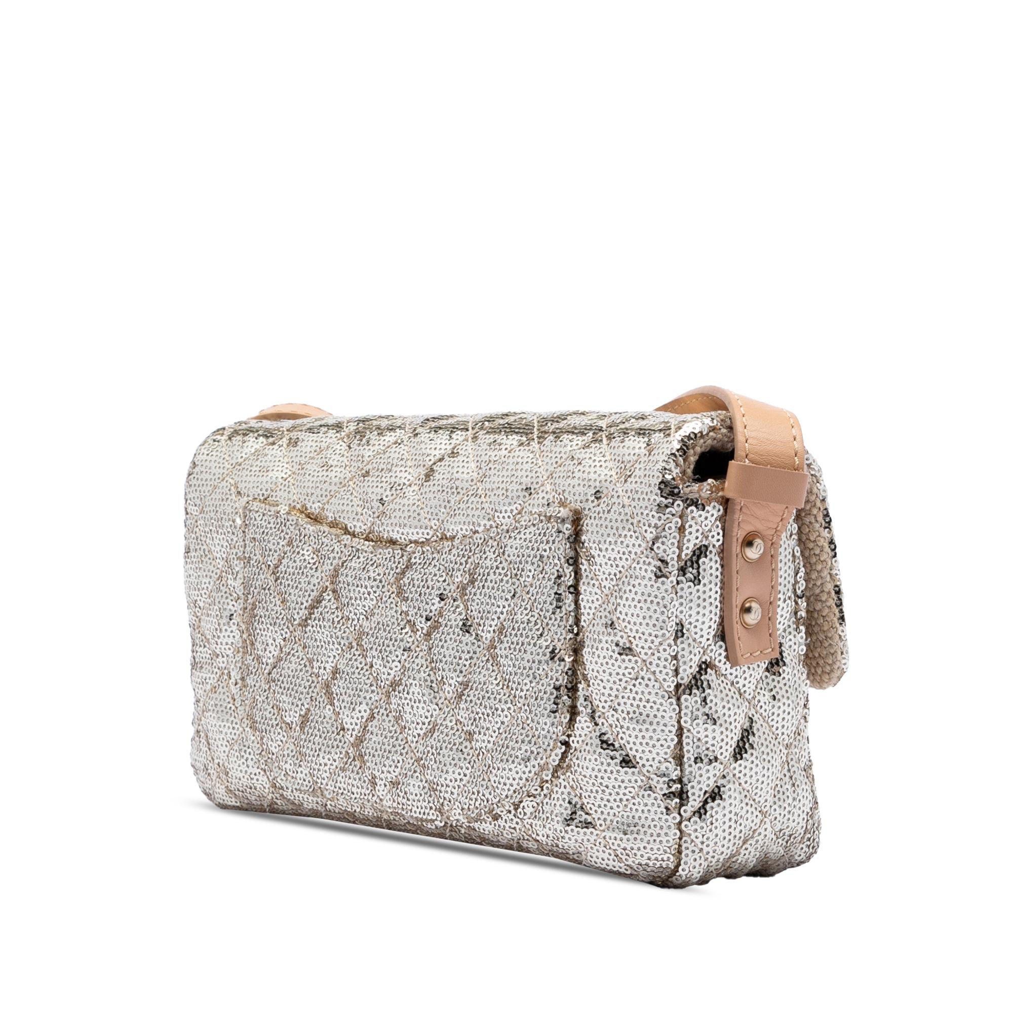 Chanel Quilted Sequined Raffia Easy Reissue 2.55 Single Flap 225