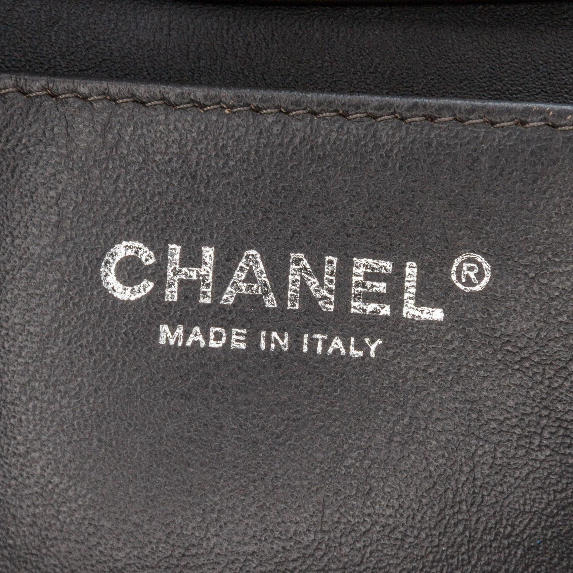 Chanel Quilted Striated Metallic Patent Clutch with Chain