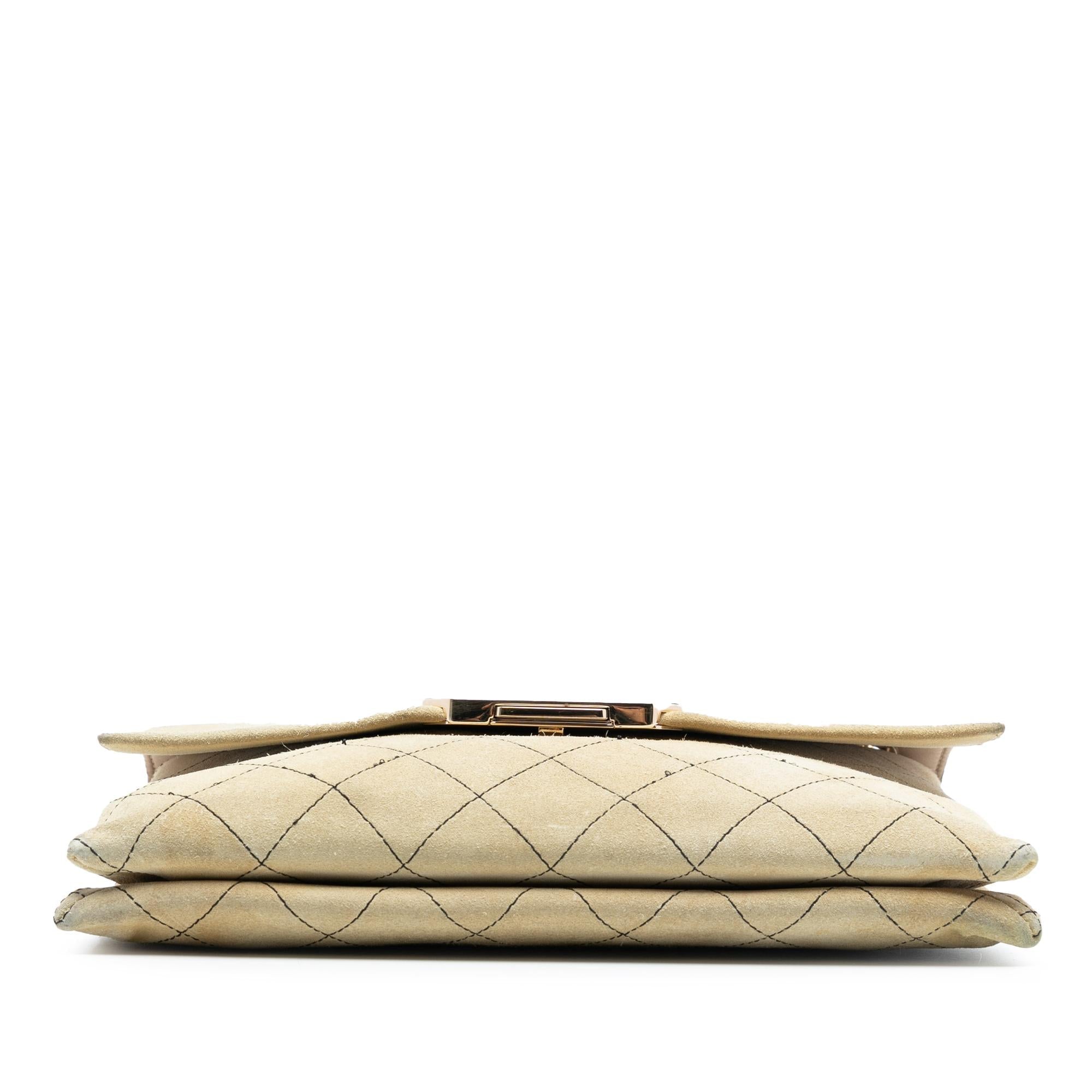 Chanel Quilted Suede Retro Label Flap
