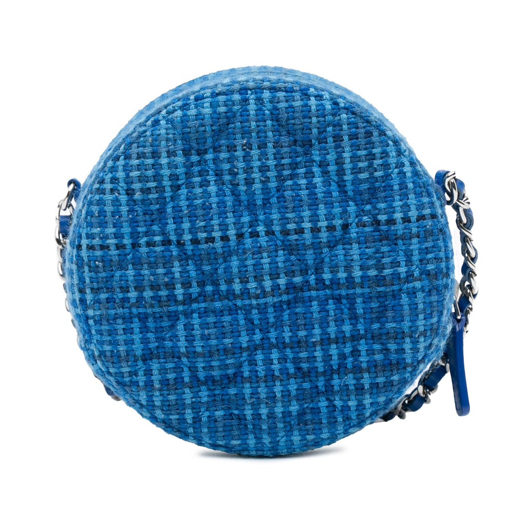 Chanel Quilted Tweed Round Clutch With Chain (SHG-mrWmol)