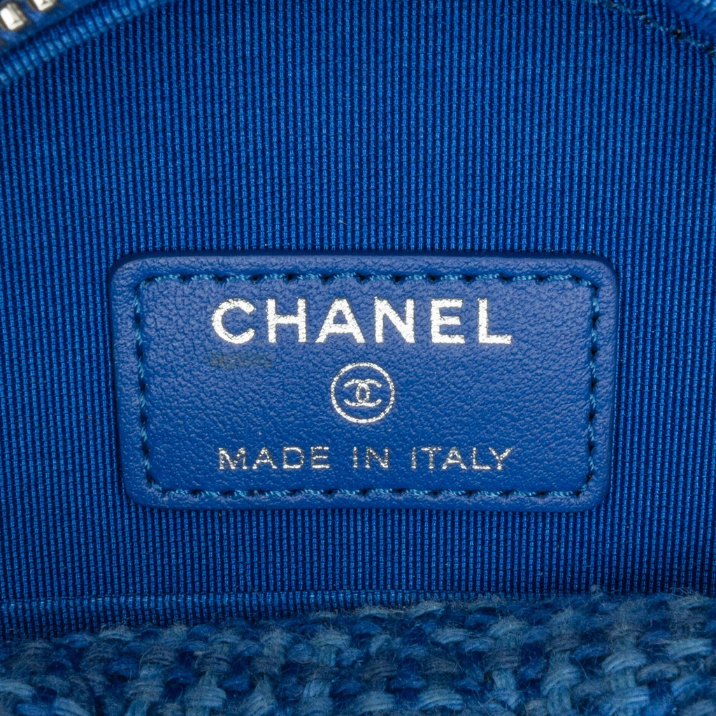 Chanel Quilted Tweed Round Clutch With Chain (SHG-mrWmol)
