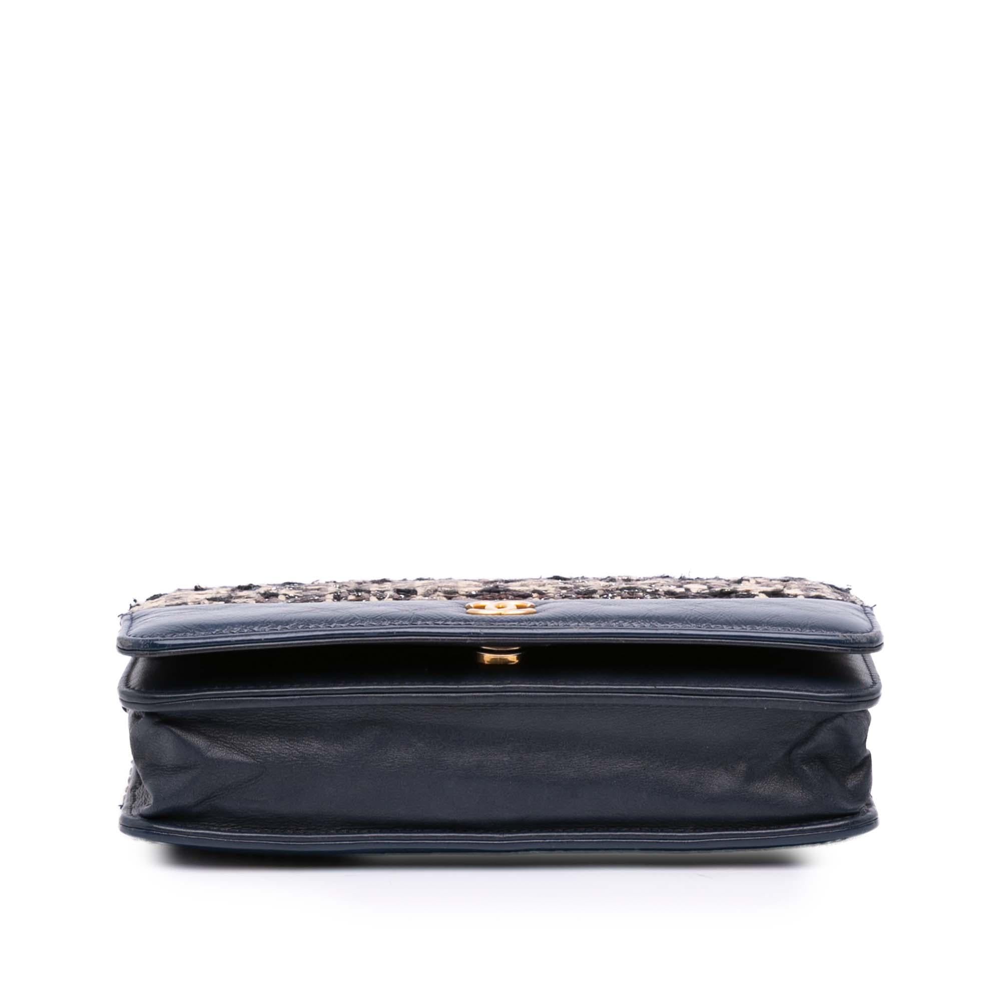 Chanel Quilted Tweed and Calfskin Gabrielle Wallet On Chain