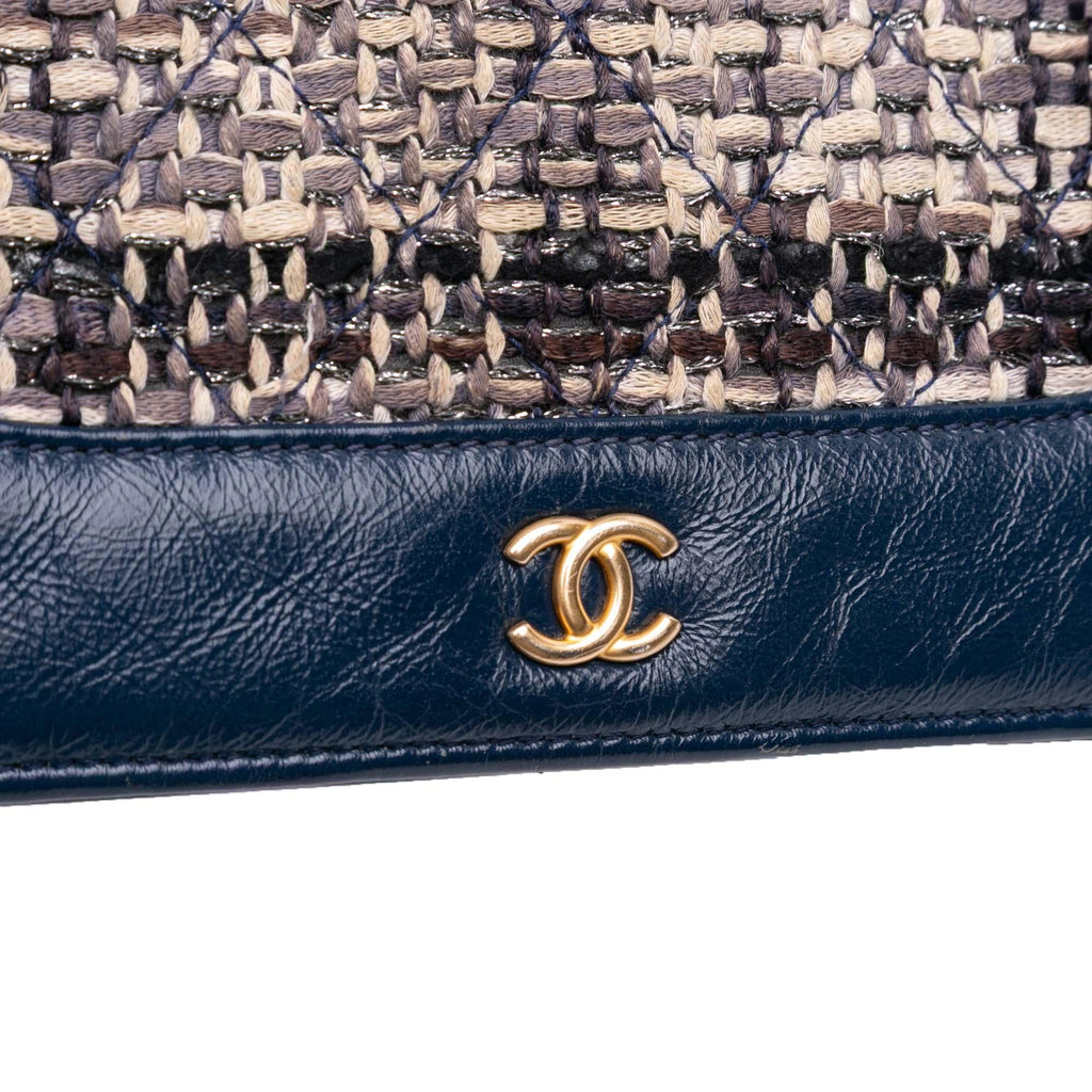 Chanel Quilted Tweed and Calfskin Gabrielle Wallet On Chain