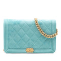 Chanel Quilted Velvet Boy Wallet On Chain