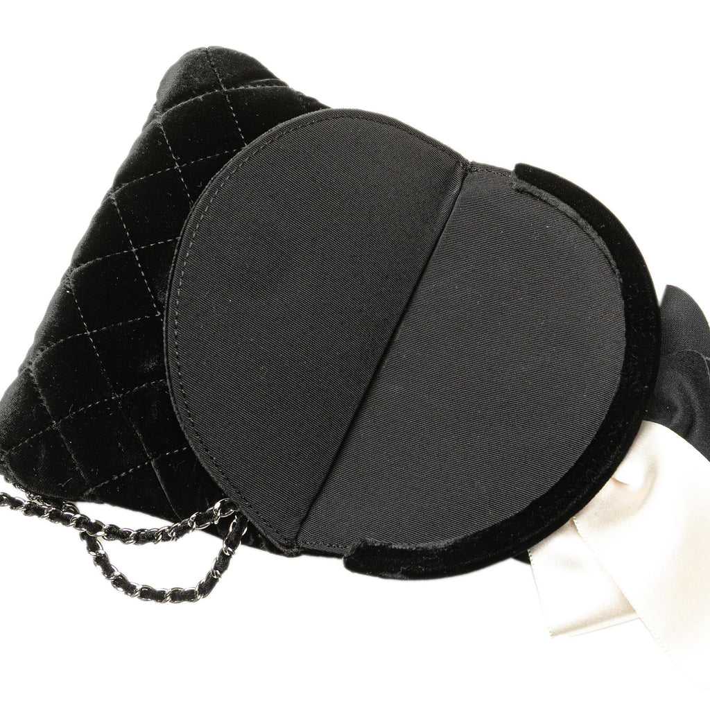 Chanel Quilted Velvet Camellia Wristlet Clutch