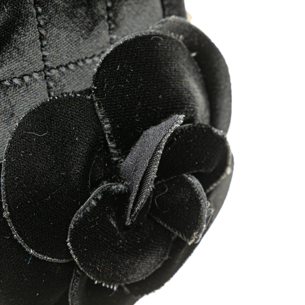 Chanel Quilted Velvet Camellia Wristlet Clutch