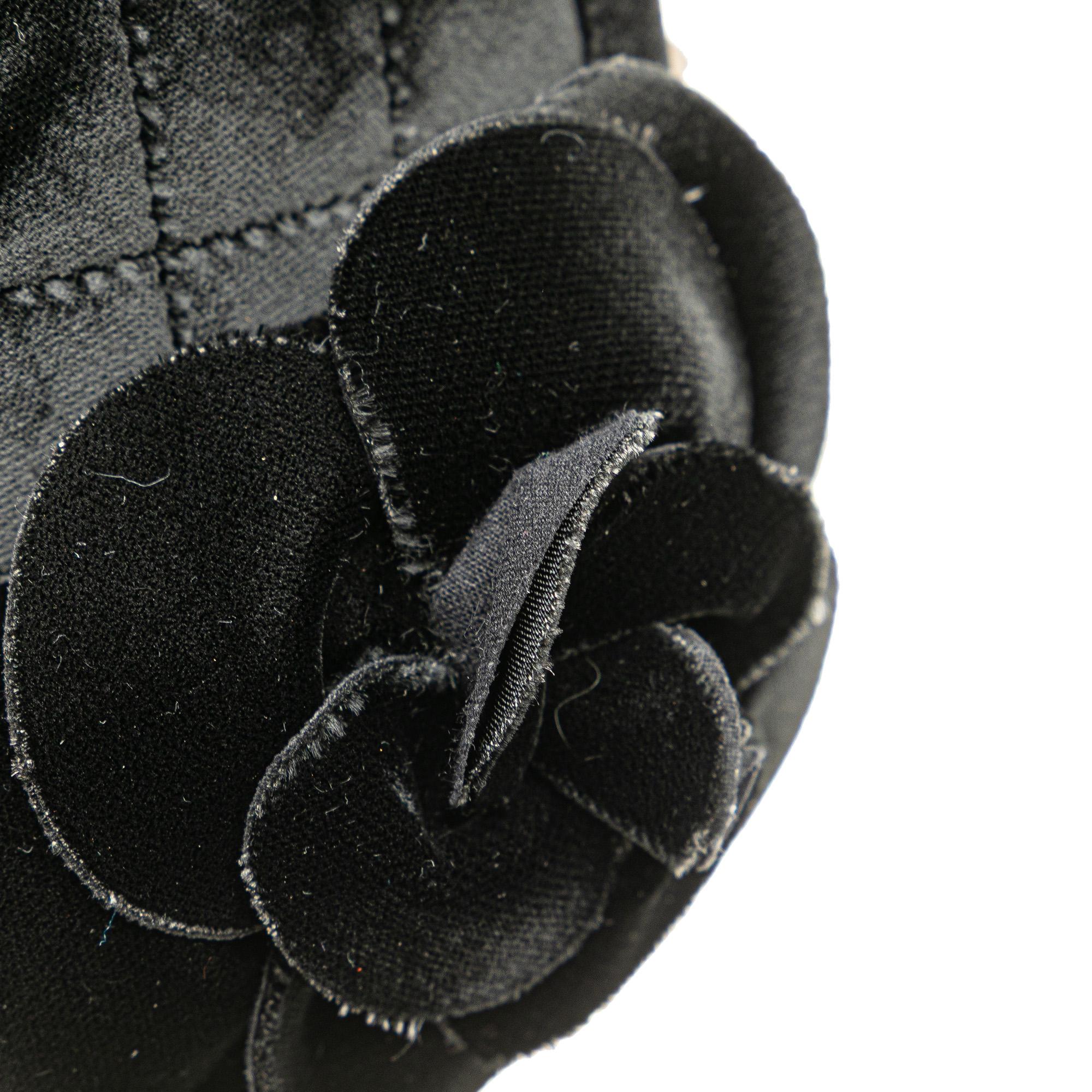 Chanel Quilted Velvet Camellia Wristlet Clutch