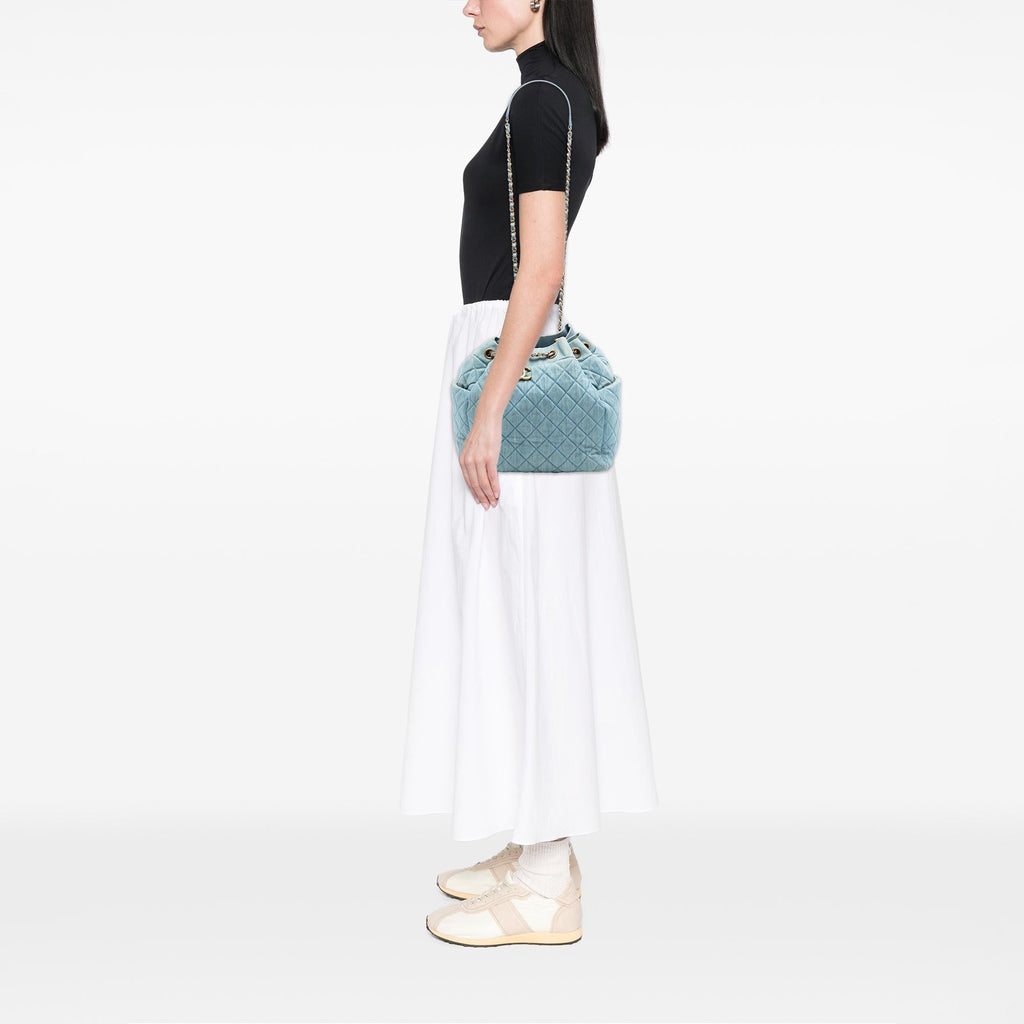 Chanel Quilted Washed Denim Urban Spirit Bucket Bag
