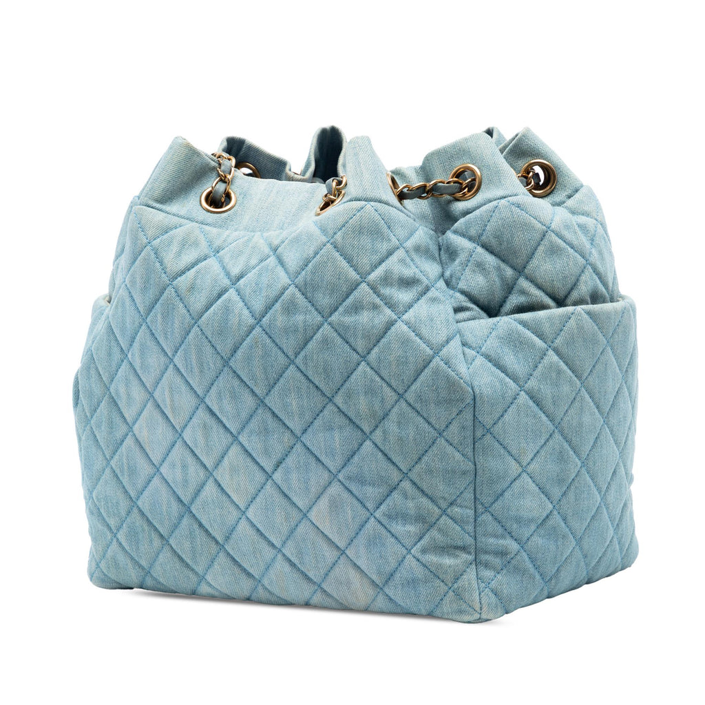 Chanel Quilted Washed Denim Urban Spirit Bucket Bag