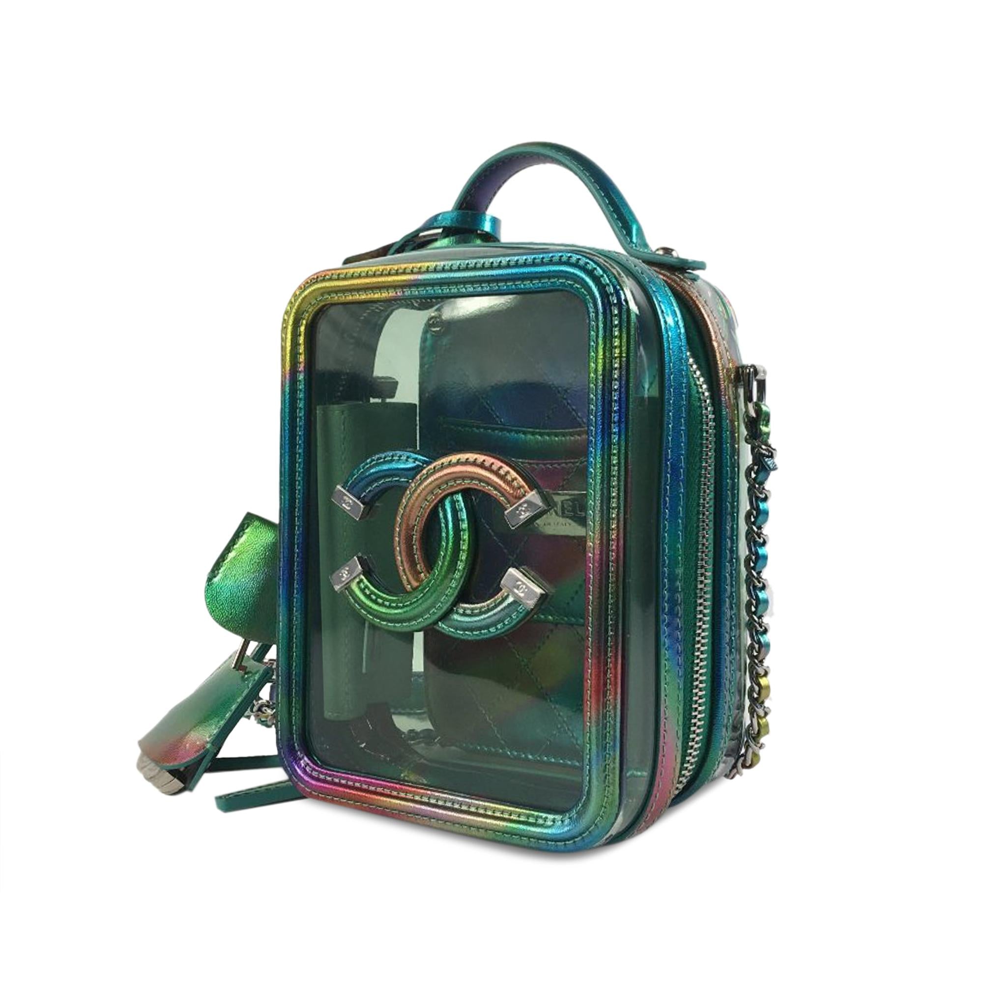 Chanel Rainbow PVC CC Filigree Vertical Vanity Case (SHG-4NUtsV)