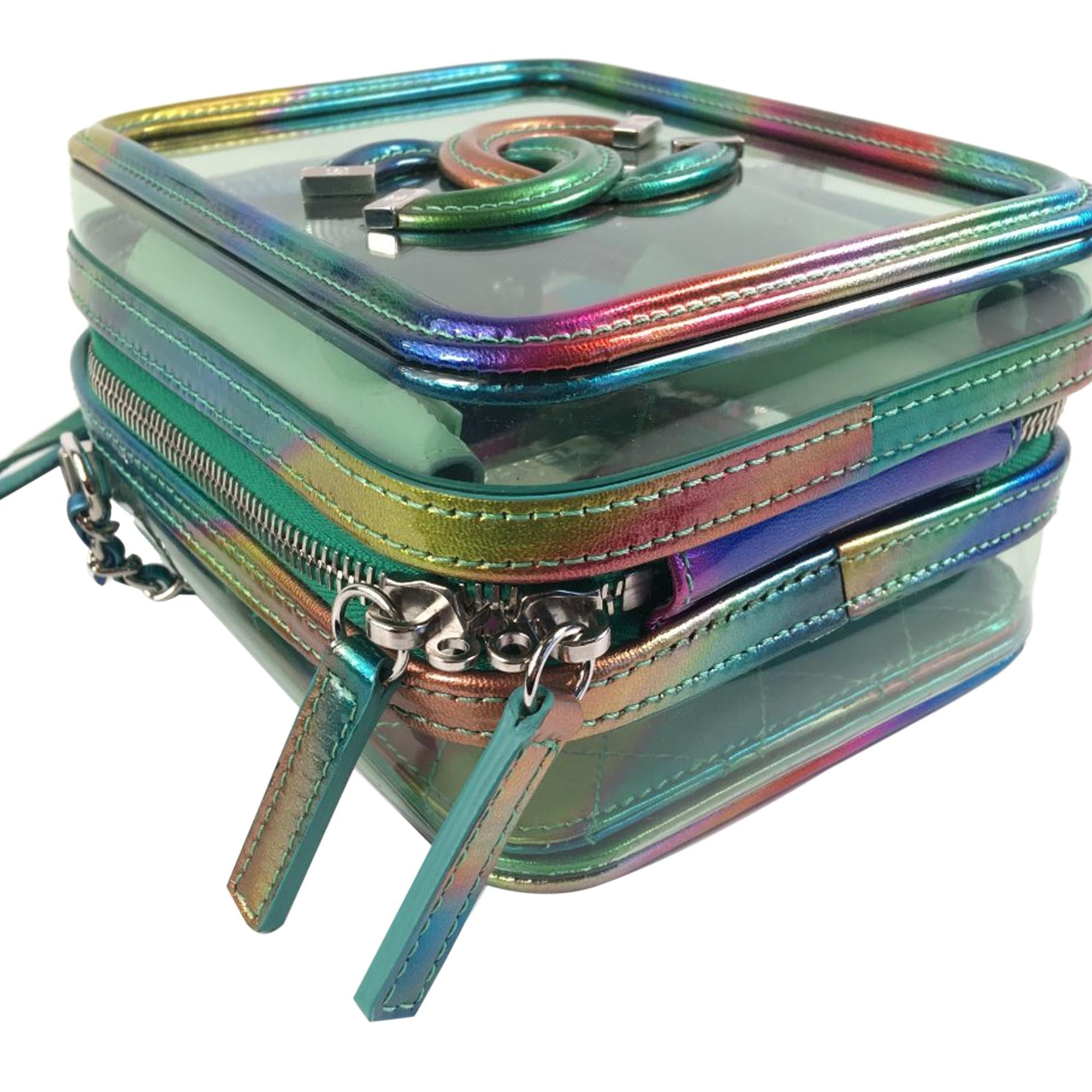 Chanel Rainbow PVC CC Filigree Vertical Vanity Case (SHG-4NUtsV)