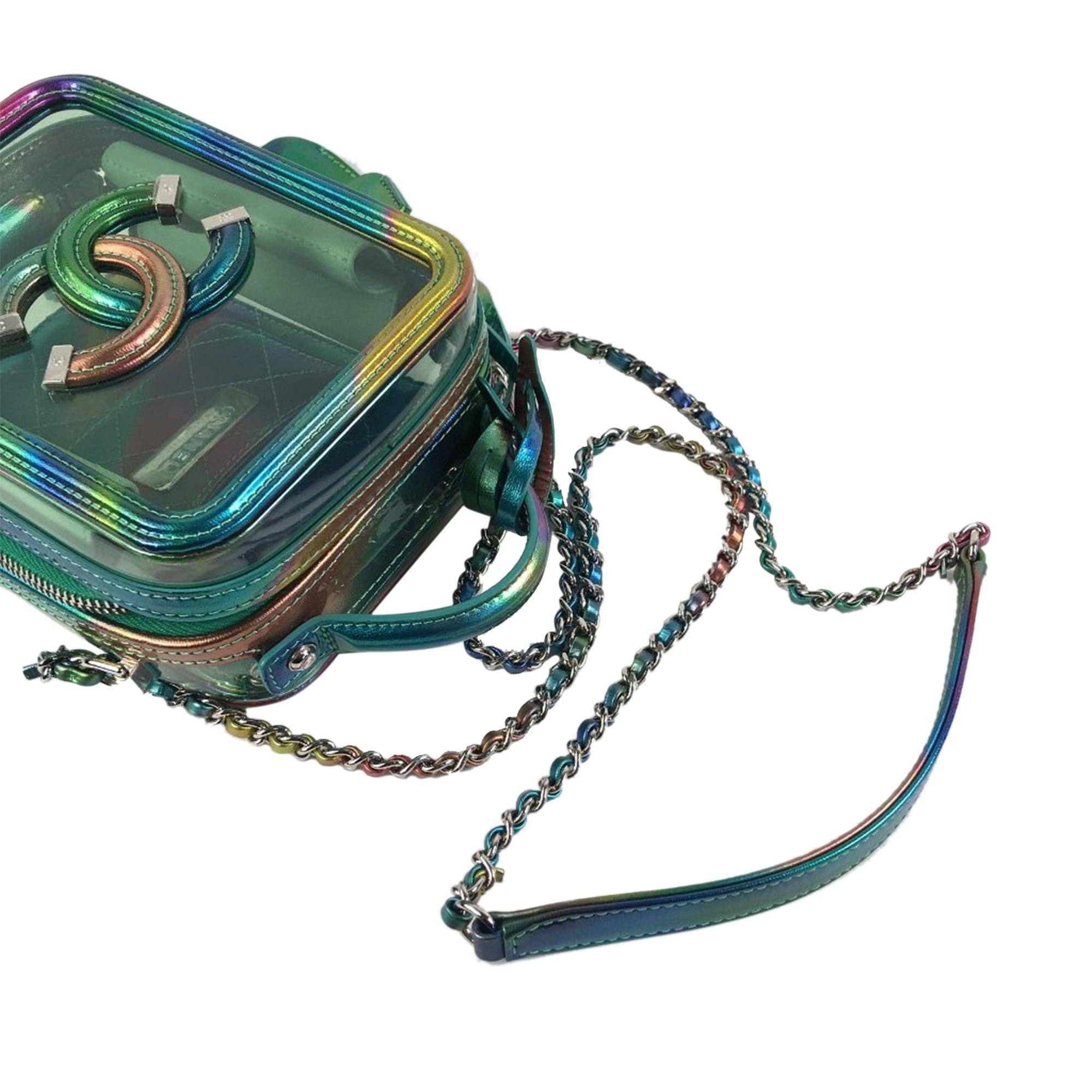 Chanel Rainbow PVC CC Filigree Vertical Vanity Case (SHG-4NUtsV)