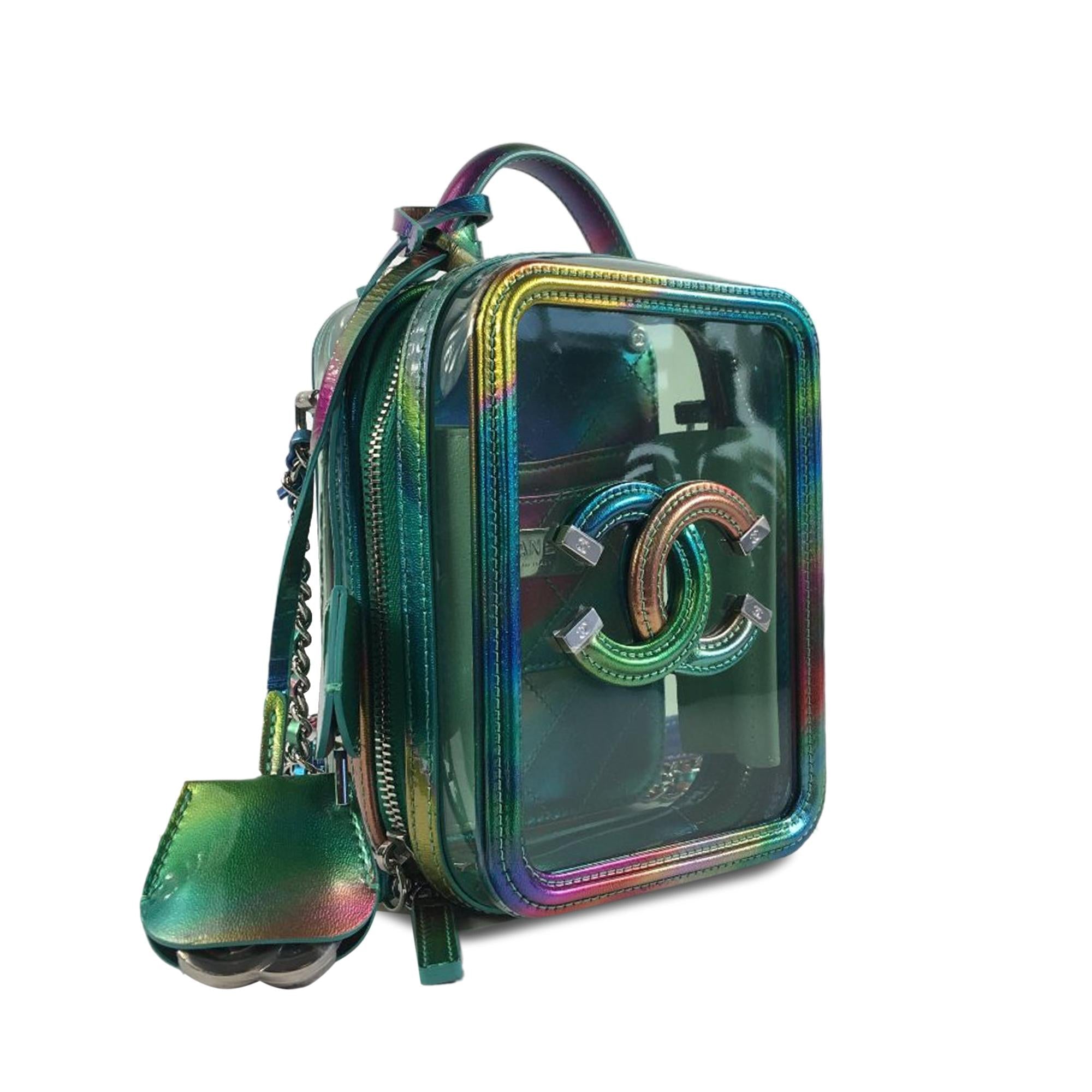 Chanel Rainbow PVC CC Filigree Vertical Vanity Case (SHG-4NUtsV)