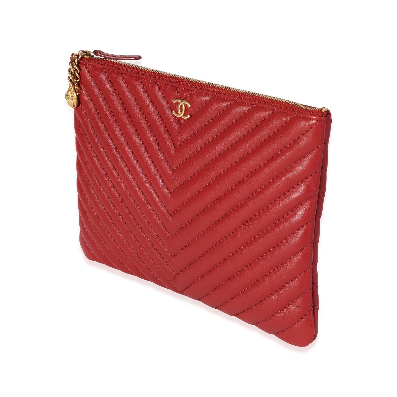 CHANEL CHEVRON QUILTED CAVIAR LAMBSKIN O CASE WITH CHARM