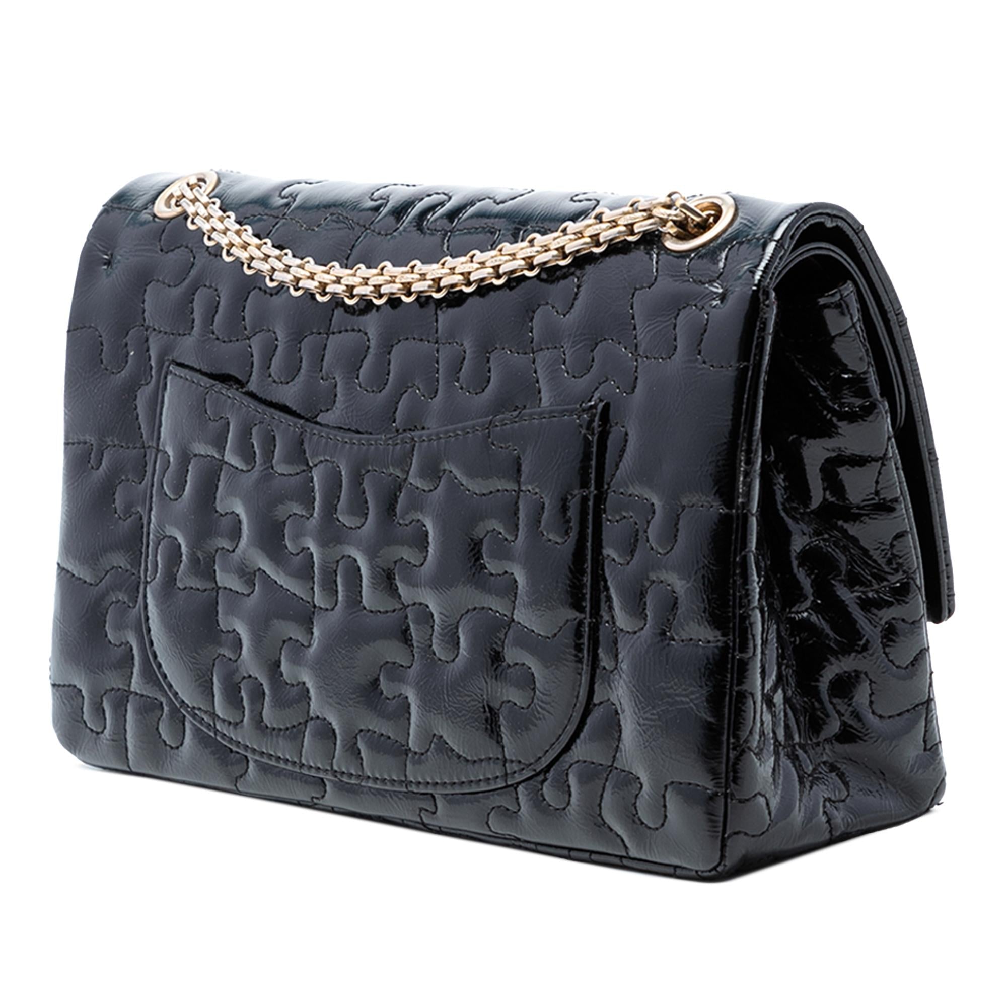 Chanel Reissue 2.55 Crackled Patent Puzzle Double Flap 226