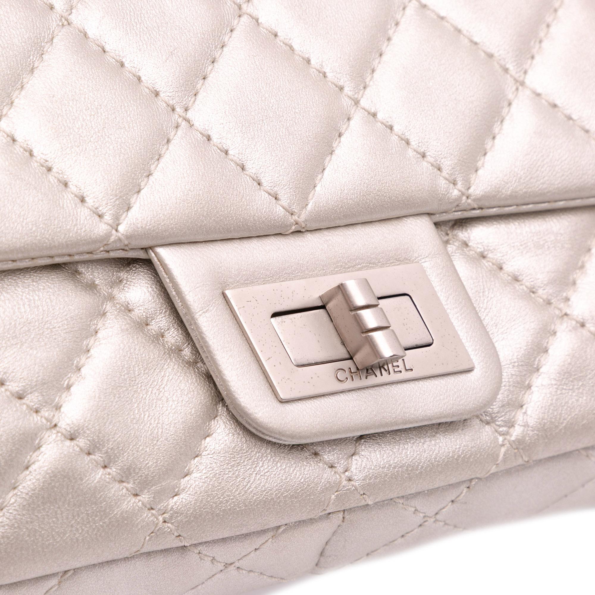 Chanel Reissue 2.55 Metallic Lambskin Clutch With Chain
