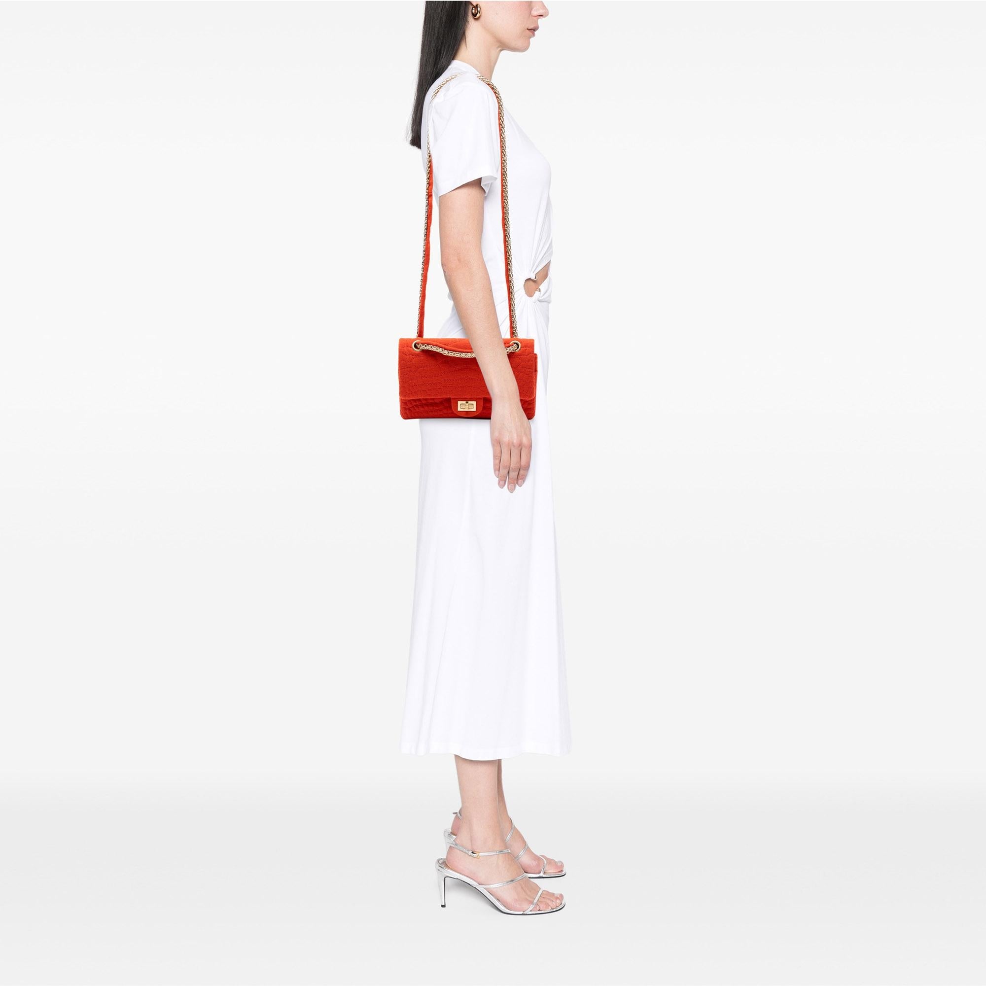 Chanel Reissue 2.55 Quilted Jersey Coco Croc Double Flap 225