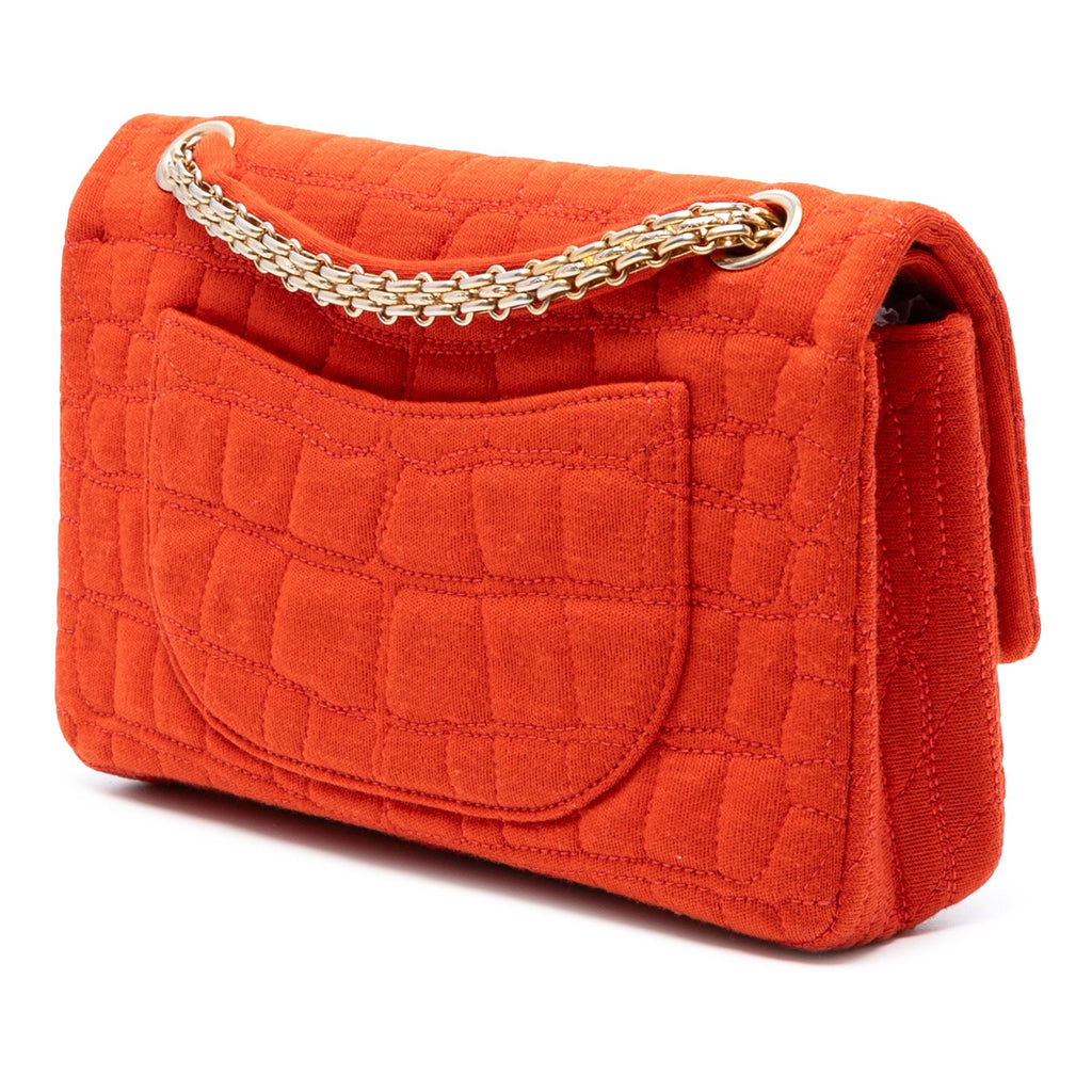 Chanel Reissue 2.55 Quilted Jersey Coco Croc Double Flap 225