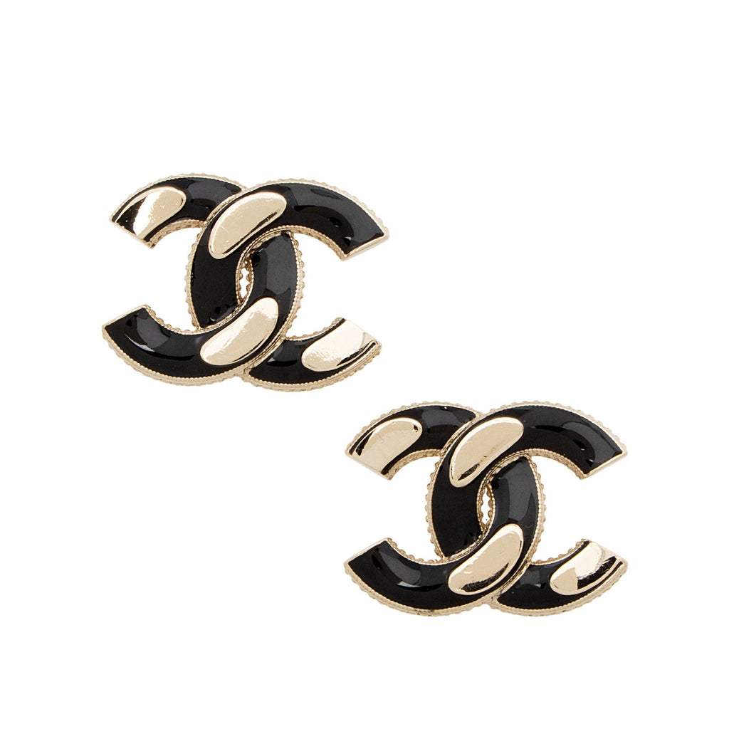 Chanel Resin CC Oversized Stud Earrings