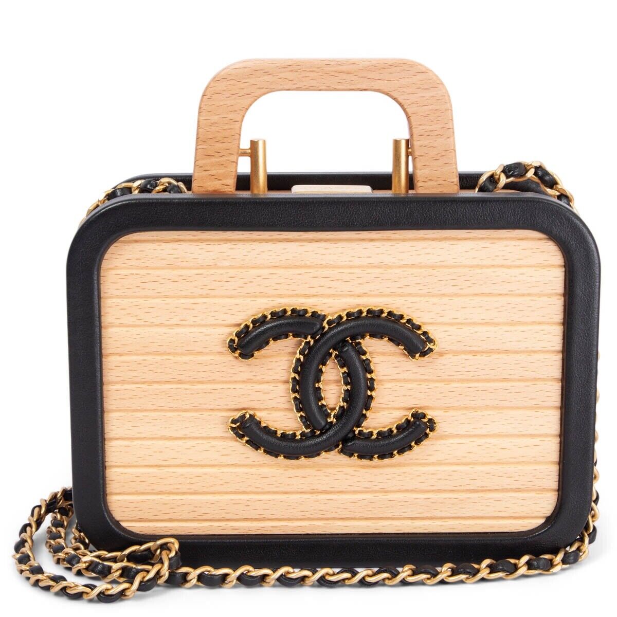 CHANEL BEECH WOOD & LAMBSKIN CC VANITY CASE BAG