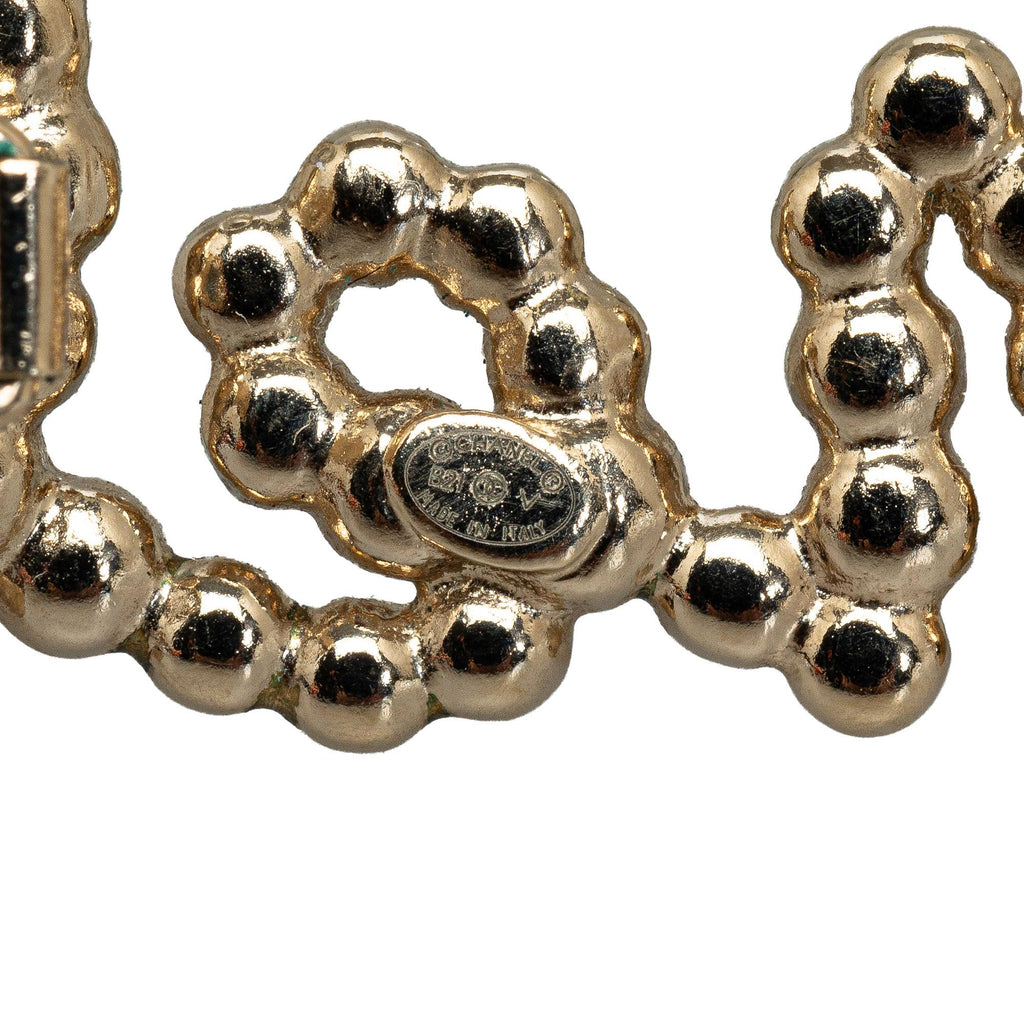 Chanel Rhinestone & Pearl Swirling Logo Barette (SHG-fwVacm)