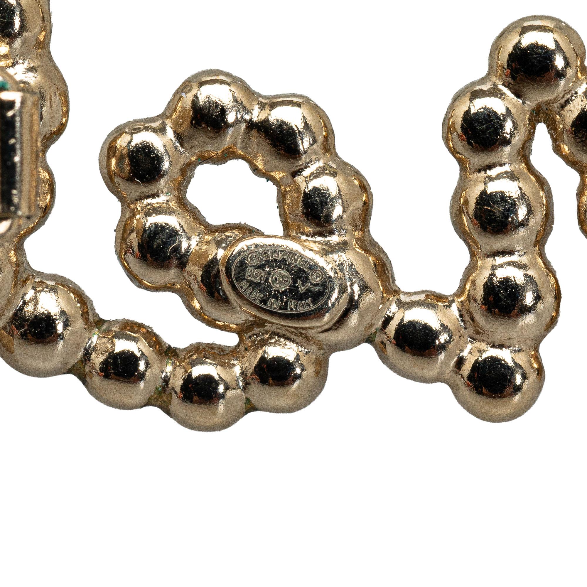 Chanel Rhinestone & Pearl Swirling Logo Barette (SHG-fwVacm)