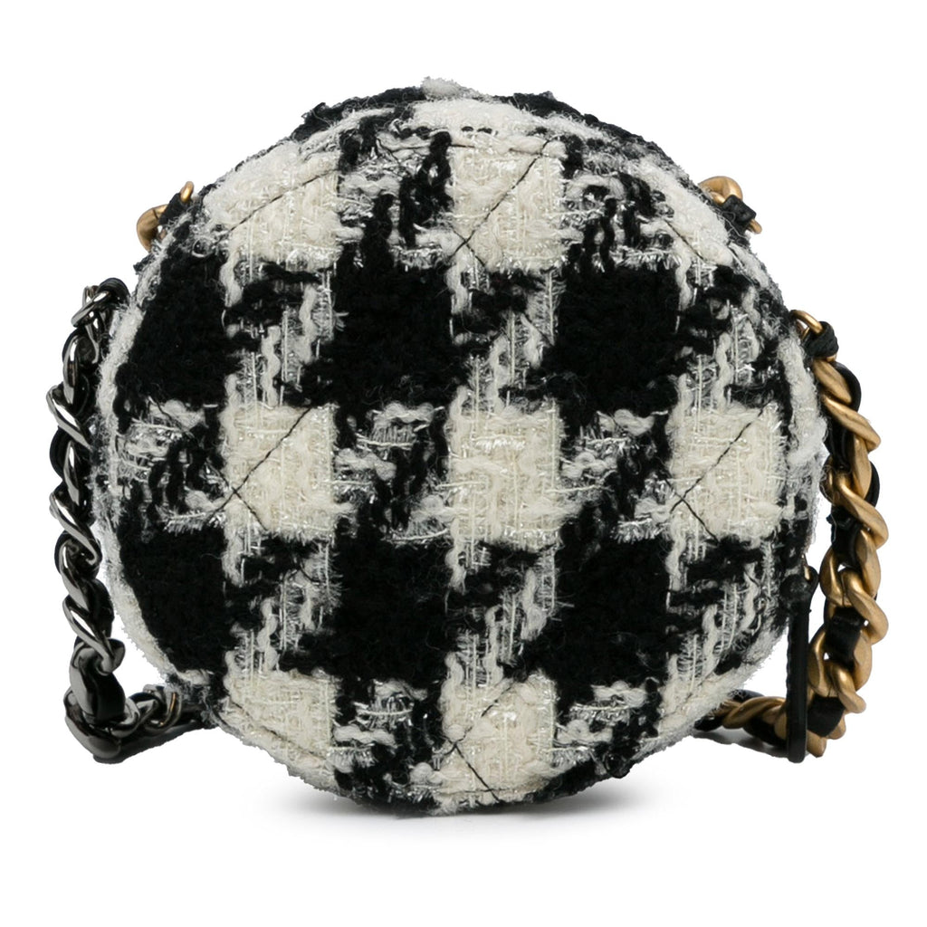 Chanel Round Tweed 19 Clutch with Chain and Lambskin Coin Purse (SHG-QcxD1I)