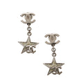 Chanel Vintage Ruthenium Resin CC Star Drop Clip On Earrings