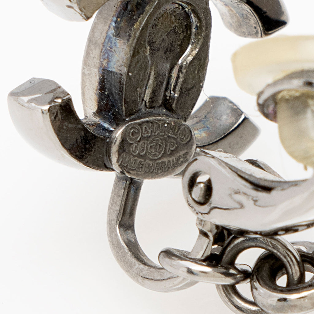 Chanel Vintage Ruthenium Resin CC Star Drop Clip On Earrings