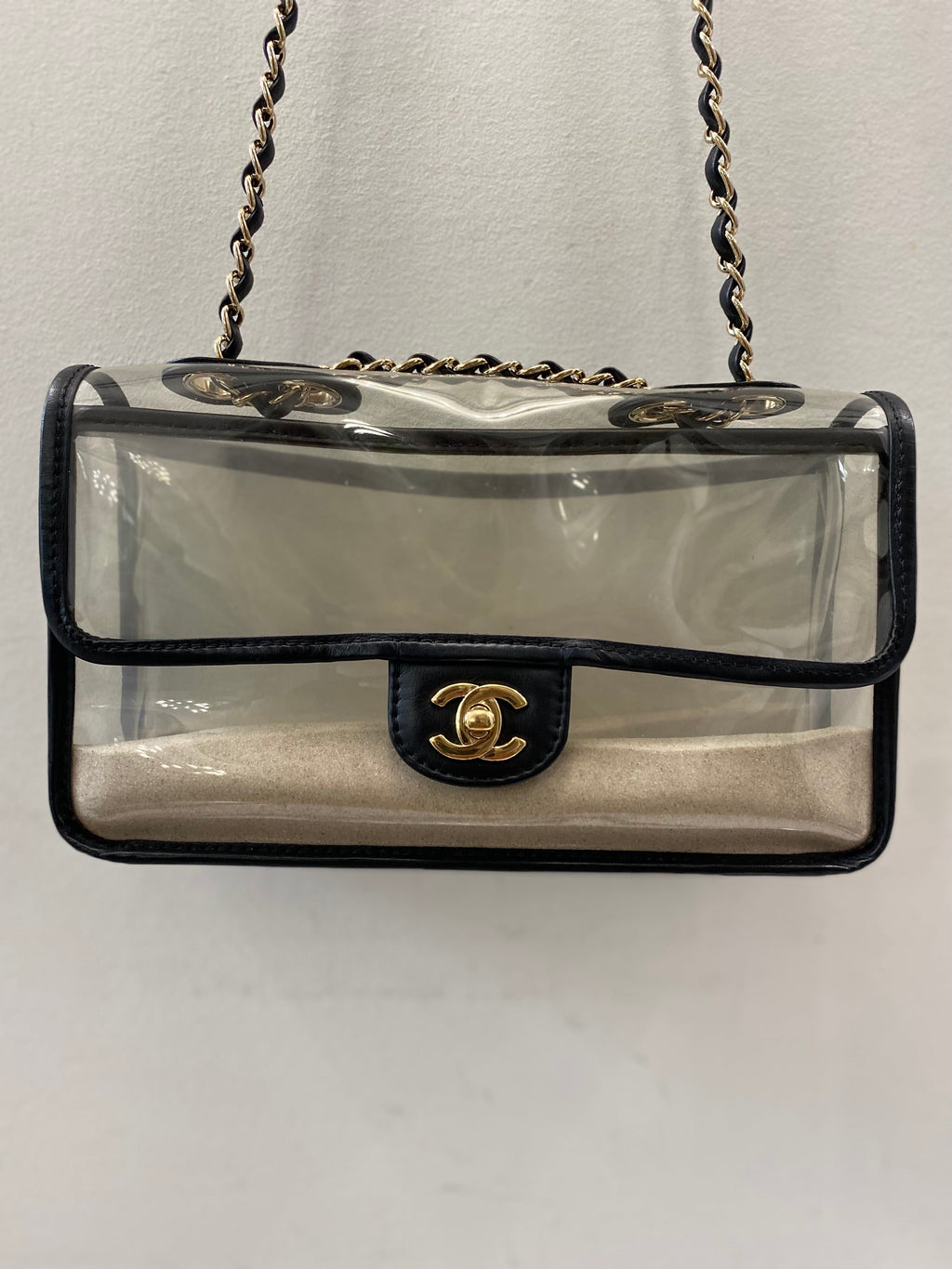 CHANEL SAND BY THE SEA PVC & LAMBSKIN MEDIUM FLAP BAG