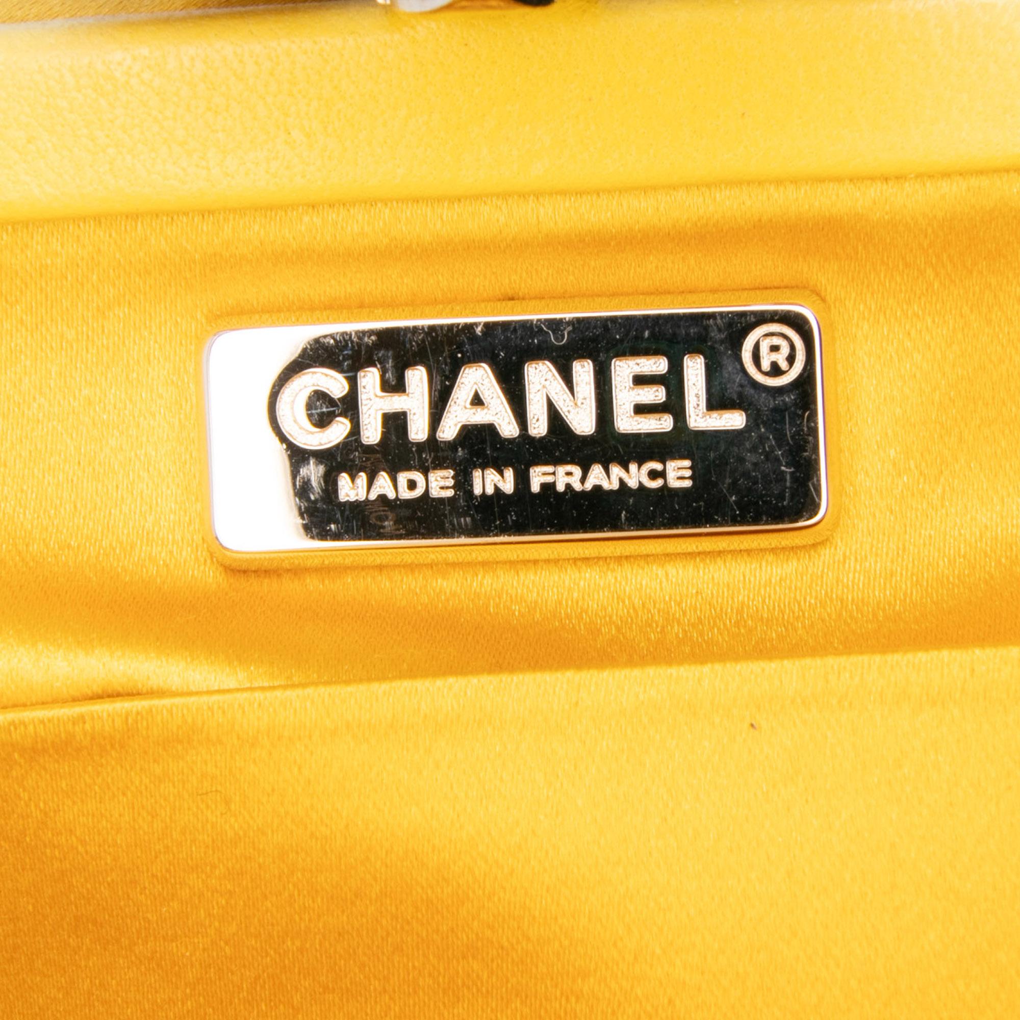 Chanel Satin Crystal Camellia Evening Frame Clutch