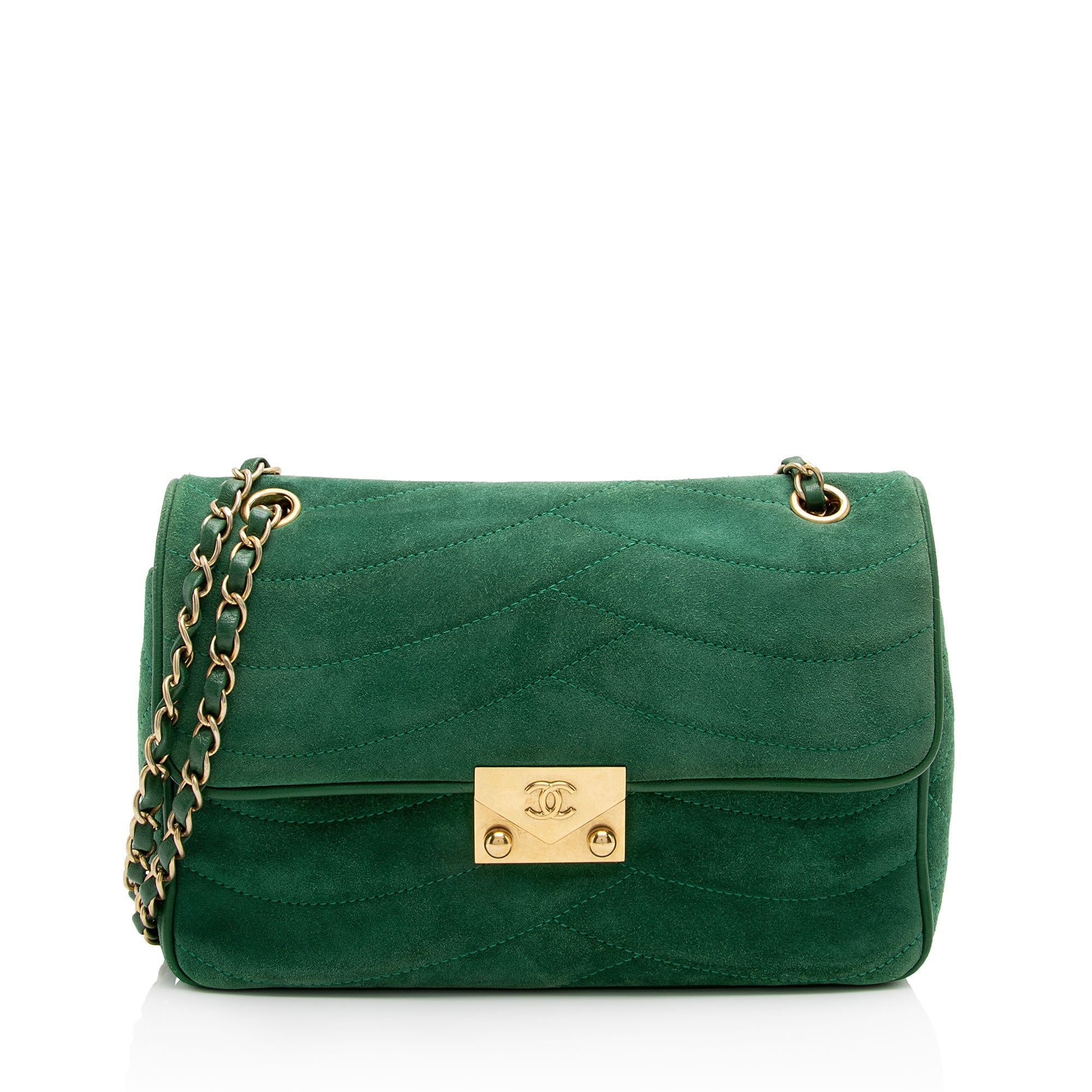 Chanel Scallop Quilted Suede Pagoda Medium Flap Bag (SHF-StVv1m)