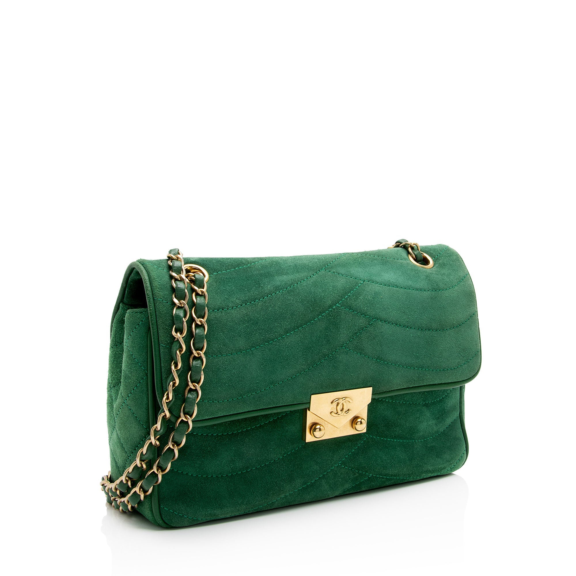 Chanel Scallop Quilted Suede Pagoda Medium Flap Bag (SHF-StVv1m)