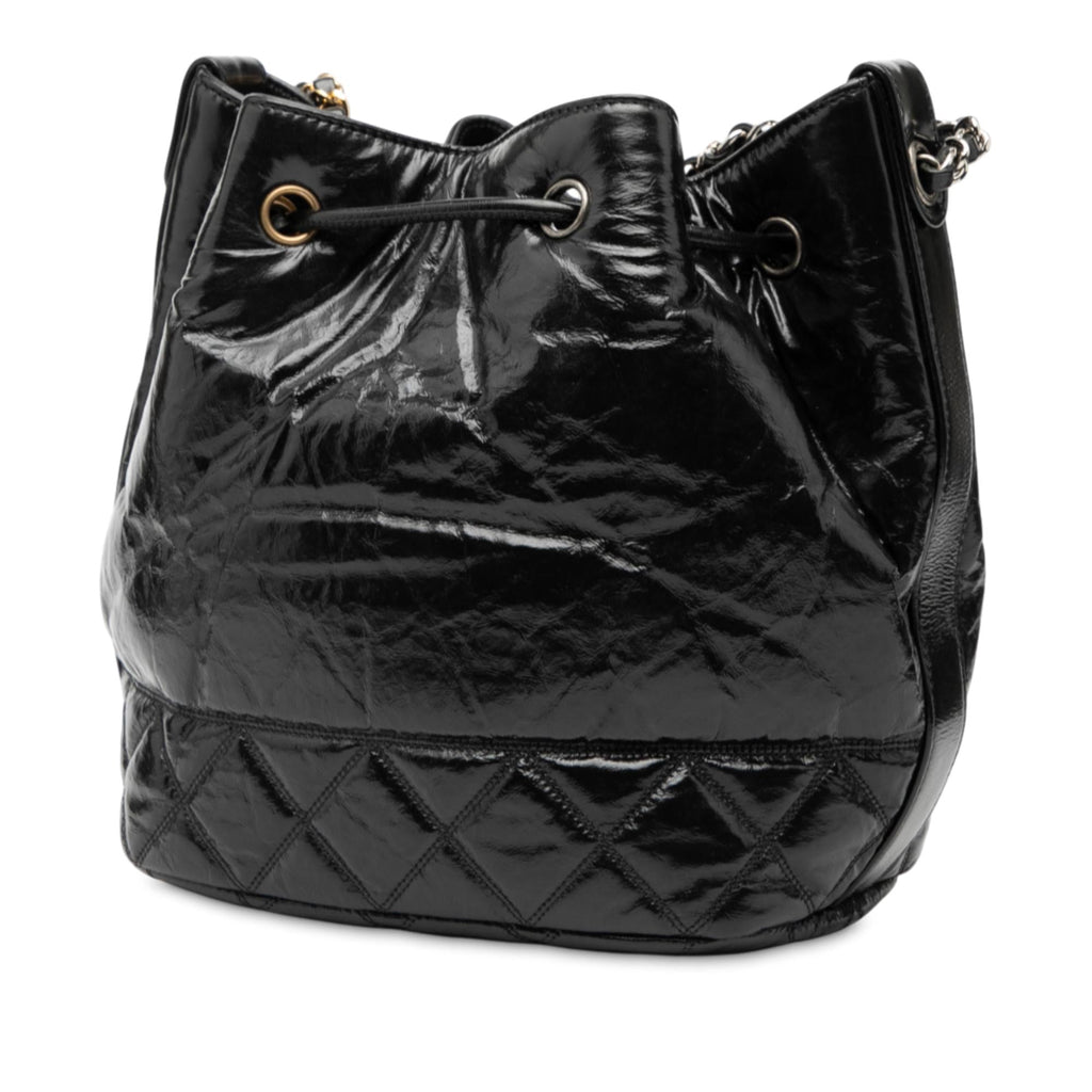 Chanel Shiny Aged Calfskin CC Chain Drawstring Bucket Bag