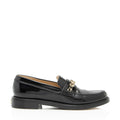 Chanel Shiny Calfskin Logo Chain Loafers - Size 8 / 38