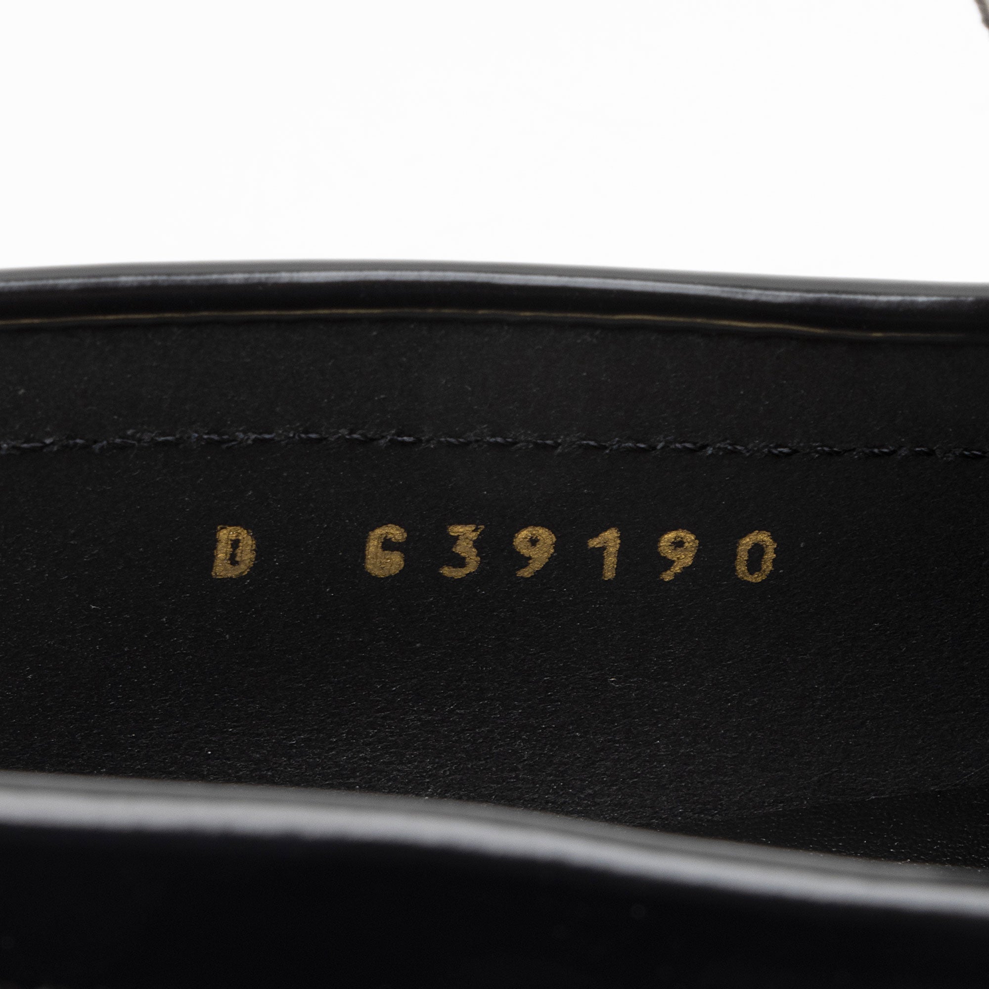 Chanel Shiny Calfskin Logo Loafers - Size 8 / 38