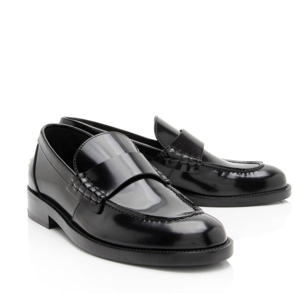 Chanel Shiny Calfskin Logo Loafers - Size 8 / 38