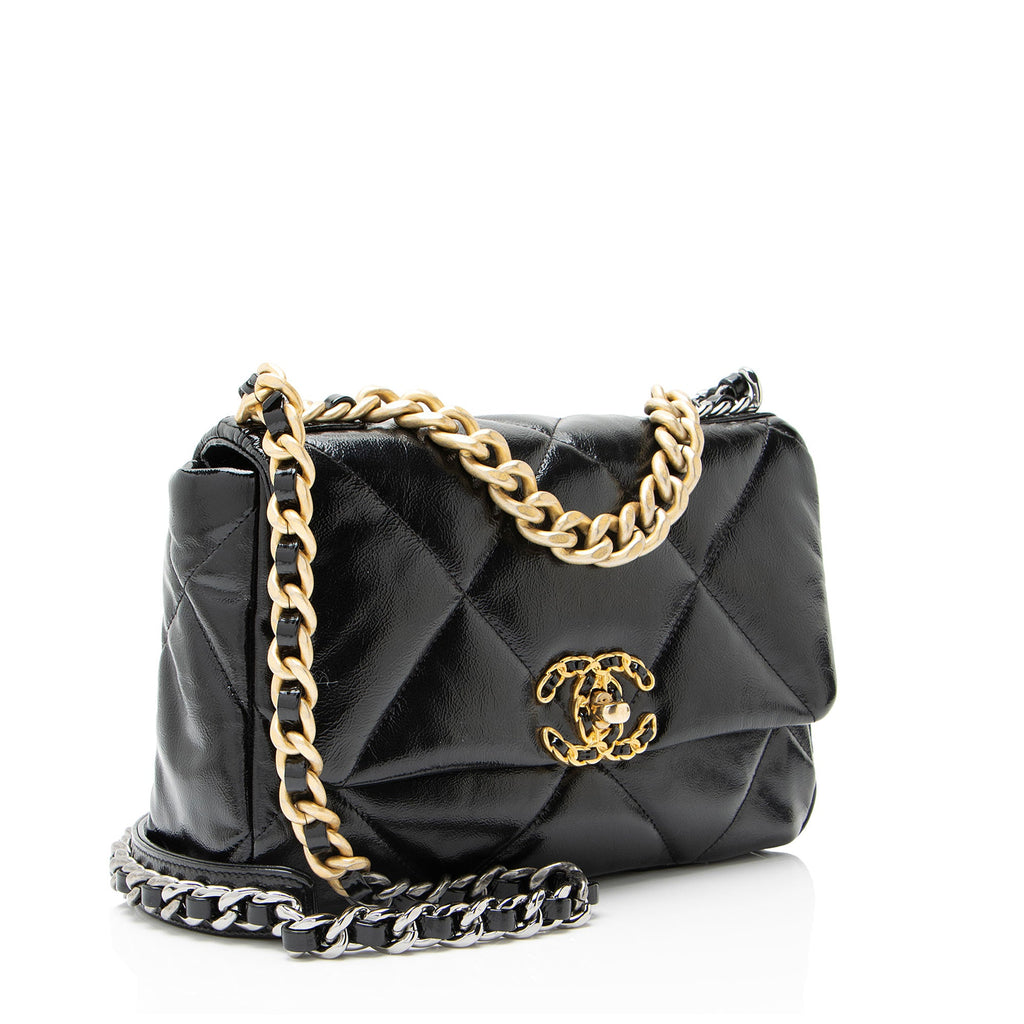 Chanel Shiny Crumpled Calfskin 19 Medium Flap Shoulder Bag
