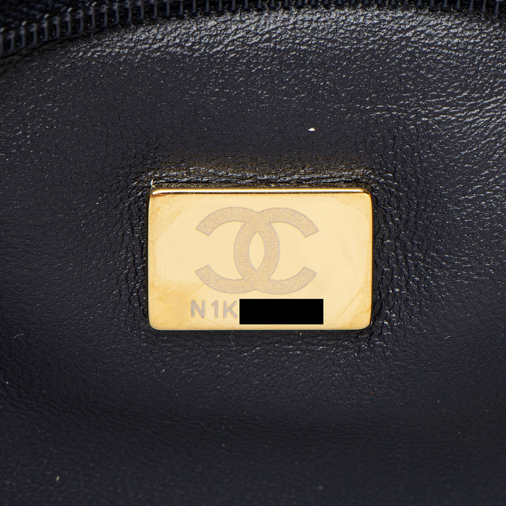 Chanel Shiny Crumpled Calfskin Shearling 19 Medium Flap Shoulder Bag