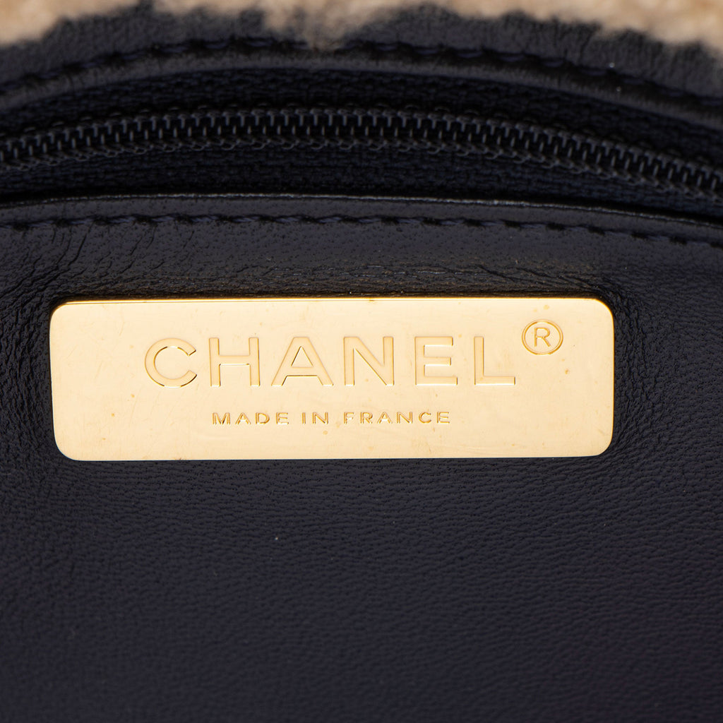 Chanel Shiny Crumpled Calfskin Shearling 19 Medium Flap Shoulder Bag
