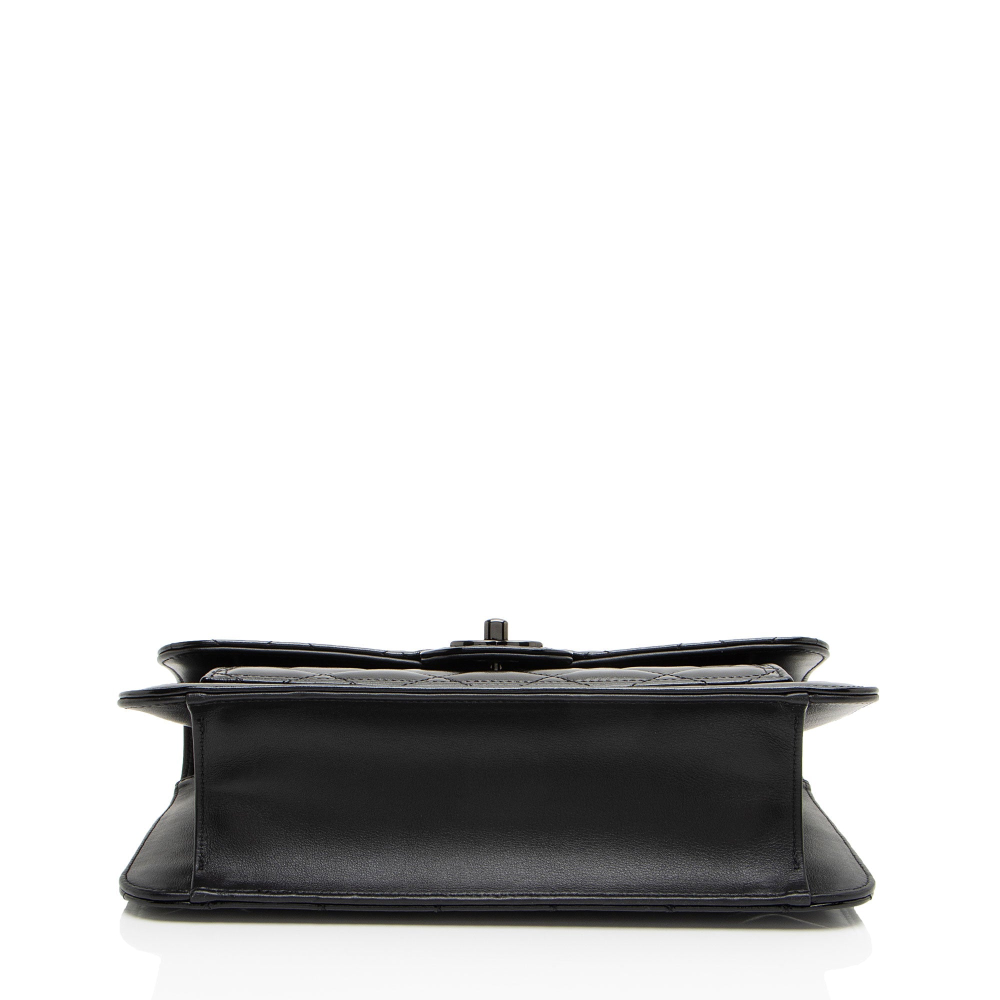 Chanel Shiny Crumpled Calfskin So Black Double You Flap Bag