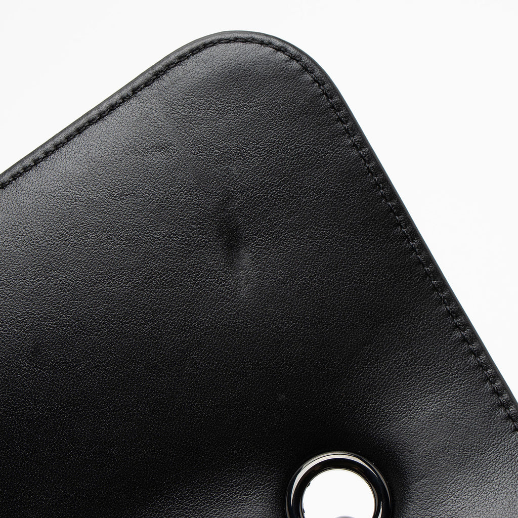 Chanel Shiny Crumpled Calfskin So Black Double You Flap Bag