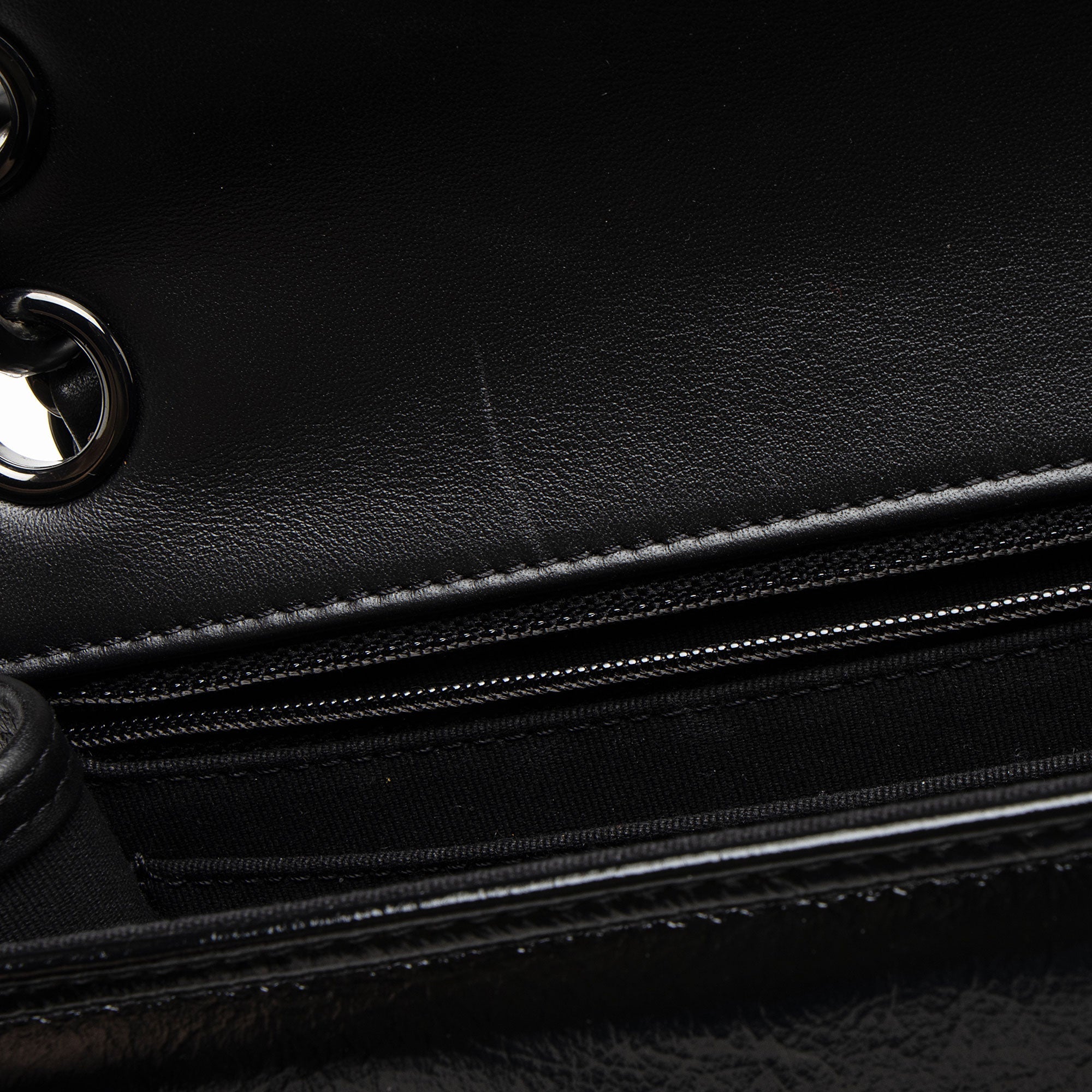 Chanel Shiny Crumpled Calfskin So Black Double You Flap Bag