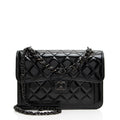 Chanel Shiny Crumpled Calfskin So Black Double You Flap Bag