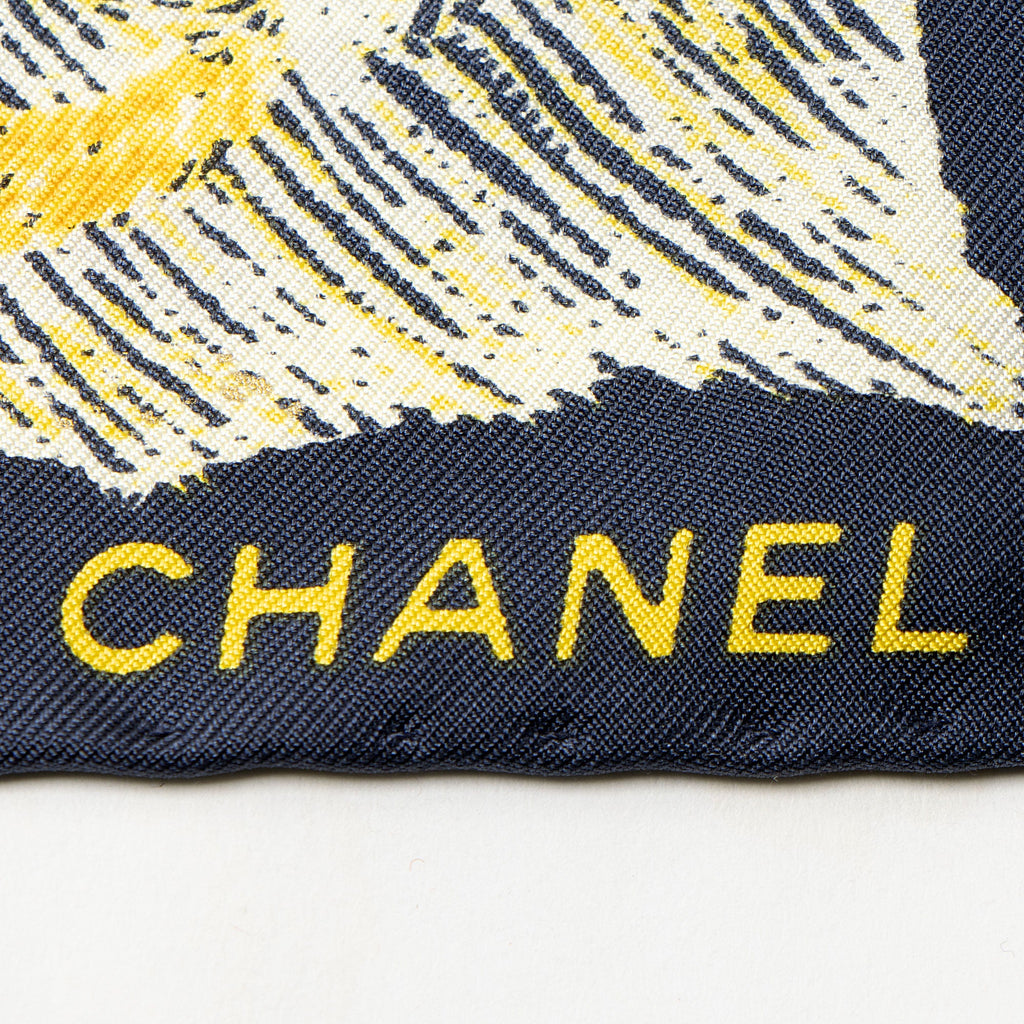 Chanel Silk Camellia Moons 90cm Scarf