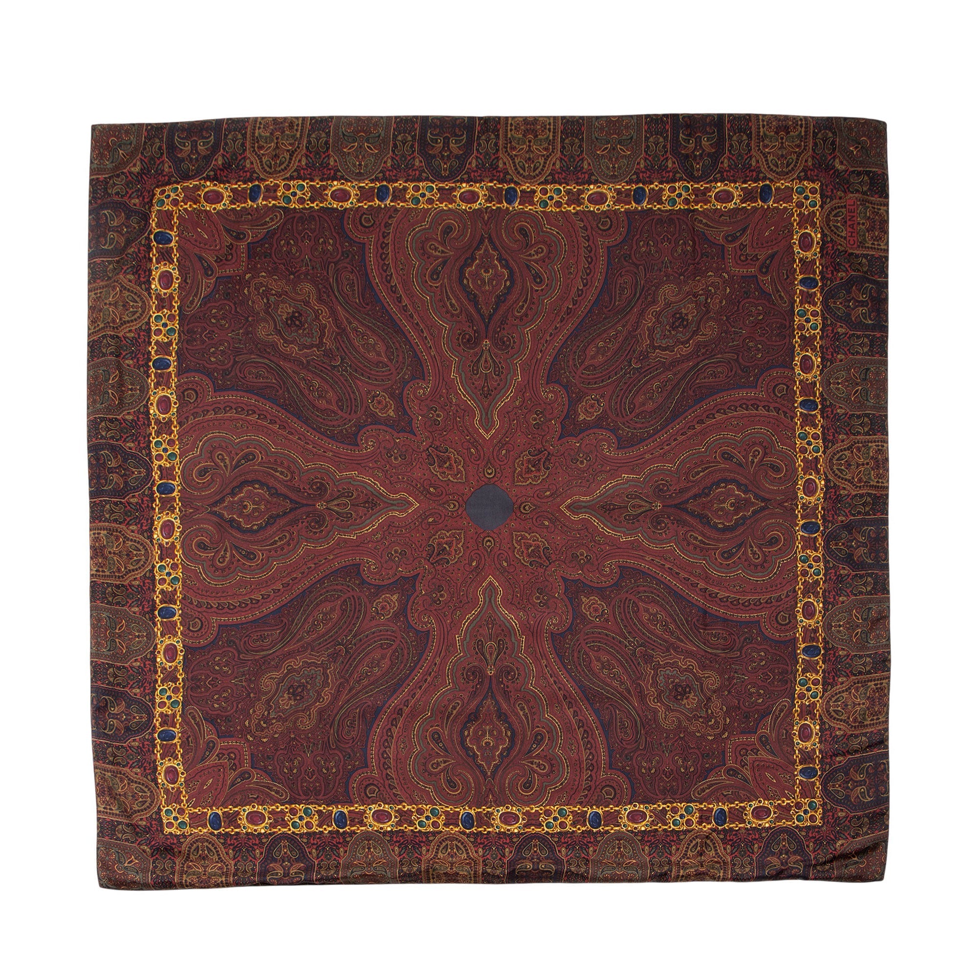 Chanel Vintage Silk Wool Paisley 90cm Scarf