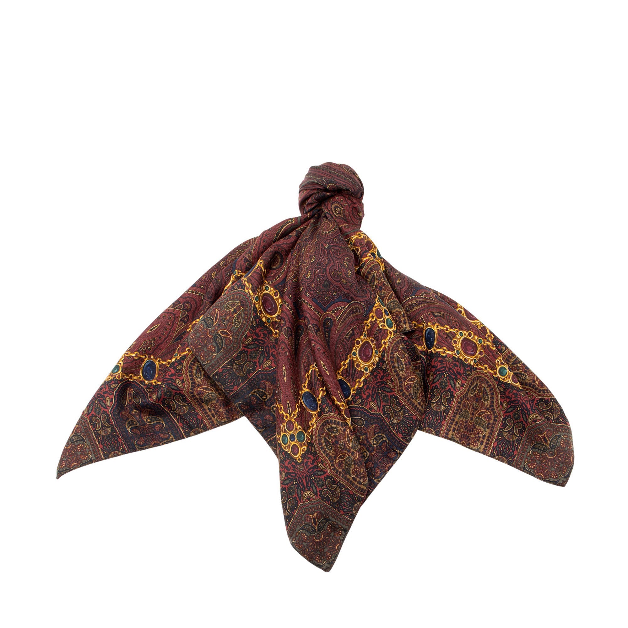 Chanel Vintage Silk Wool Paisley 90cm Scarf