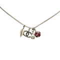 Chanel Silver Plated CC Camellia Charms Necklace
